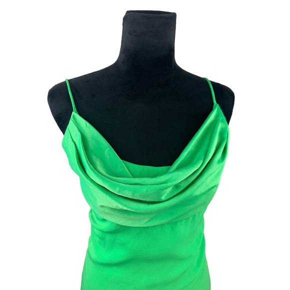 A.J. Bari Neiman Marcus Retro 80-90’s Green Mini Dress Ruffled Scoop Neck SZ10 - Picture 2 of 11